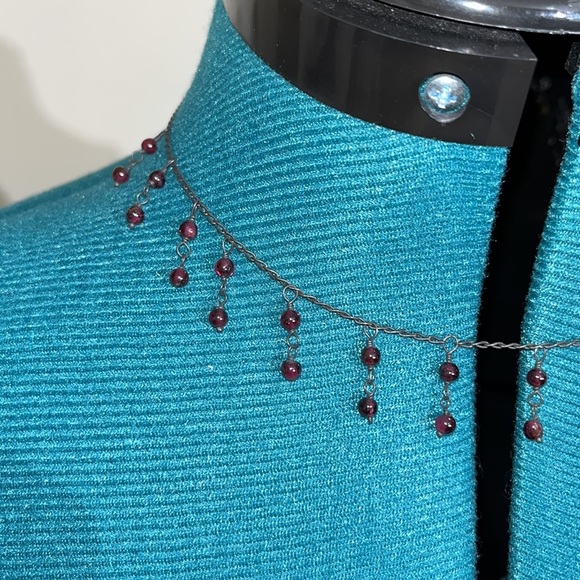 EUC: burgundy beads on black chain choker - Picture 3 of 7
